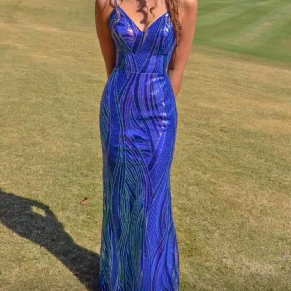Royal blue mermaid prom dress
